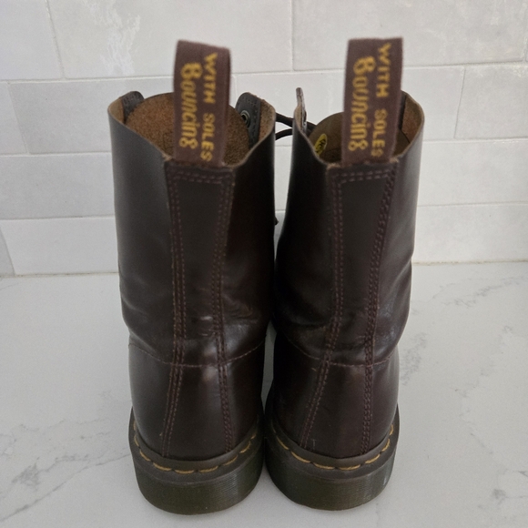 Doc Martens 1460 Pascal Boots Chocolate Brown Combat Moto Boots Chunky Sole Sz 9 - Picture 6 of 12